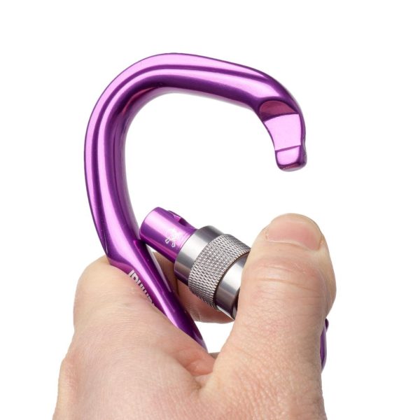 Maxbell Maxbell 23KN Climbing Carabiner Mountaineering D Type Metal Clip Purple Screw Lock Fashion