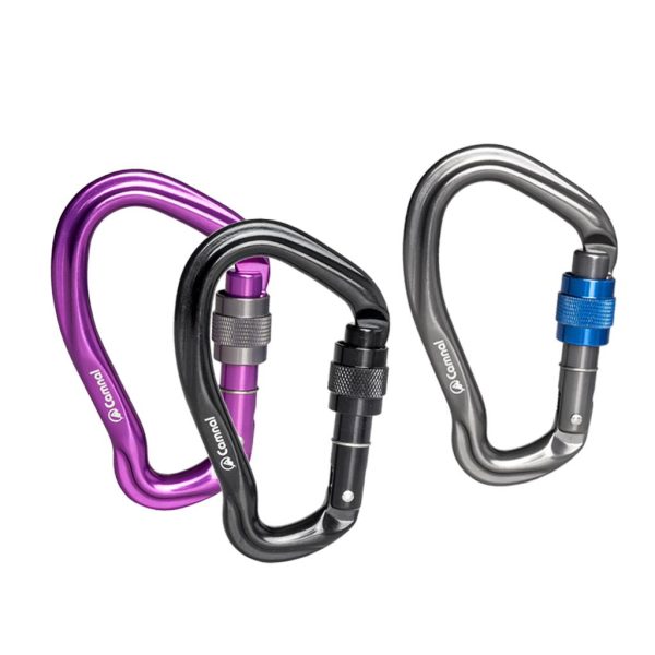 Maxbell Maxbell 23KN Climbing Carabiner Mountaineering D Type Metal Clip Purple Screw Lock Fashion