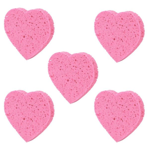 Maxbell Maxbell 5Pcs Heart Shaped Face Cleansing Sponge Washing Pad Makeup Removal Puff Pink Cheap