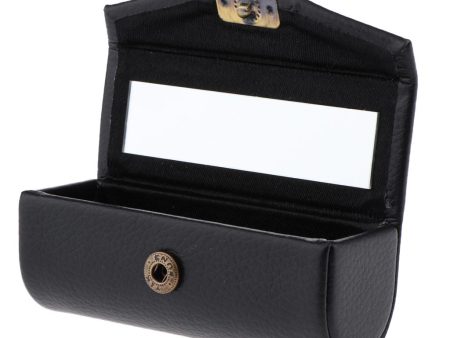 Maxbell Maxbell Leather Lipstick Case Holder Storage Box mirror Purse Pocket Black Hot on Sale