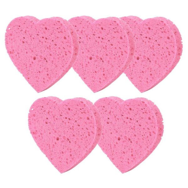 Maxbell Maxbell 5Pcs Heart Shaped Face Cleansing Sponge Washing Pad Makeup Removal Puff Pink Cheap