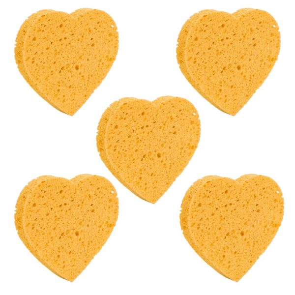 Maxbell Maxbell 5x Heart Shaped Face Cleansing Sponge Washing Pad Makeup Removal Puff Yellow Online