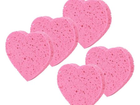 Maxbell Maxbell 5Pcs Heart Shaped Face Cleansing Sponge Washing Pad Makeup Removal Puff Pink Cheap