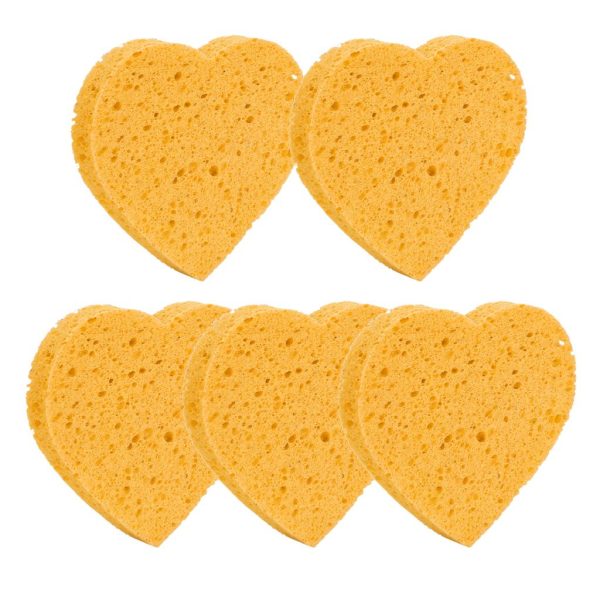 Maxbell Maxbell 5x Heart Shaped Face Cleansing Sponge Washing Pad Makeup Removal Puff Yellow Online